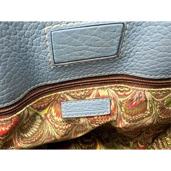 Vintage Dooney & Bourke Tasseled Leather Mini Tote Shoulder Bag Blue Purse - Picture 8 of 9